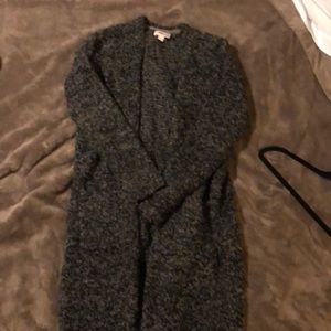 Black grey long cardigan w/ pockets
